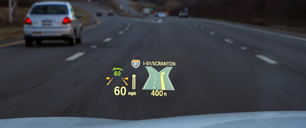 Car HUD displays guide