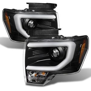 Ford F150 Black Bezel DRL Daylight LED Strip Halogen Type Projector Headlights Review